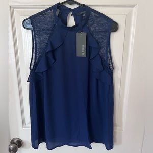 Lace and ruffle tank top